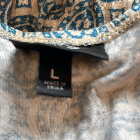 Massimo - blue & beige boho maxi dress - wrap v neck - spaghetti straps - Size L - Picture 4 of 5